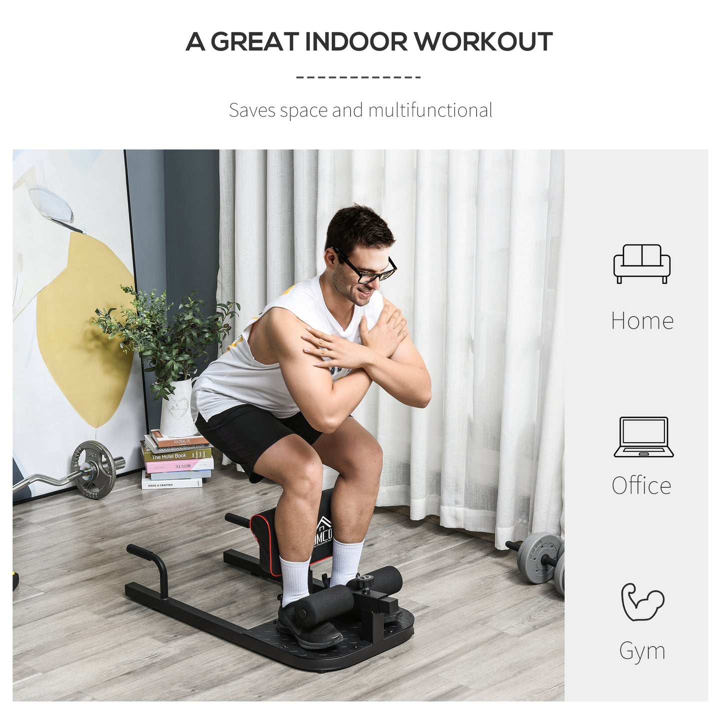 3 In 1 Padded Push Up Sit Up Squat Machine Home Gym Fitness Equipment, Black
