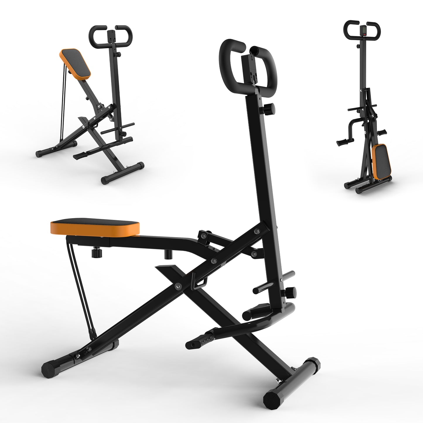 Squat Machine For Home, Assist Trainer For Glutes Workout Foldable With Resistance Bands, For Botty Glutes Butt Thighs, Ab Back Leg Press Hip Thrust For Home Gym Fitness-Black