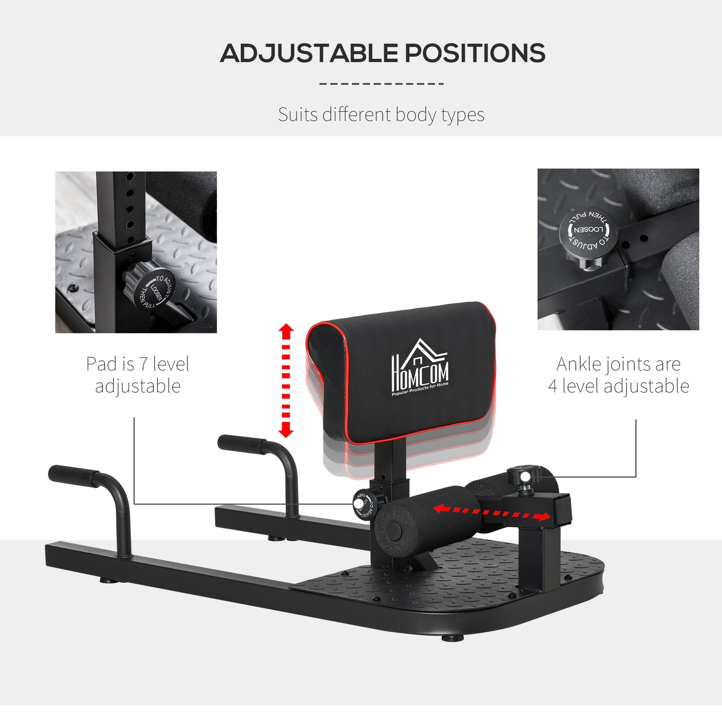 3 In 1 Padded Push Up Sit Up Squat Machine Home Gym Fitness Equipment, Black